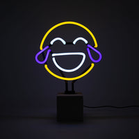 Neon 'Laugh Emoji' Sign