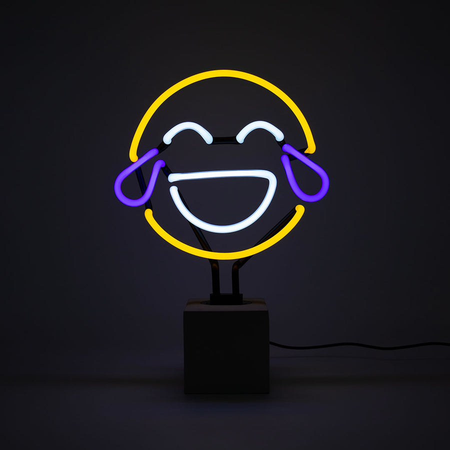 Cartello al neon "Emoji della risata