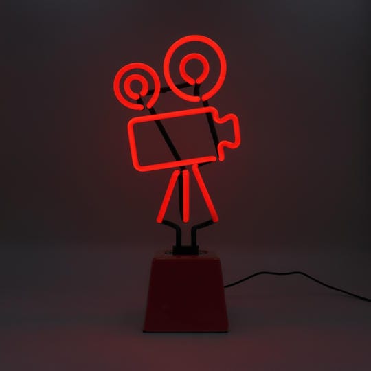 Movie Camera: Ceramic Base Glass Neon