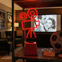 Movie Camera: Ceramic Base Glass Neon