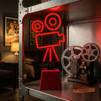 Movie Camera: Ceramic Base Glass Neon