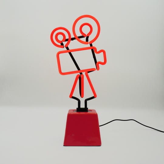 Movie Camera: Ceramic Base Glass Neon