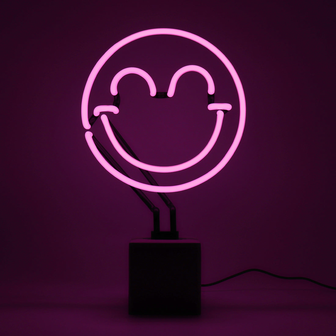 Happy Pink: S.W.Smiley Concrete Base Glass Neon