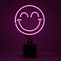 Happy Pink: S.W.Smiley Concrete Base Glass Neon