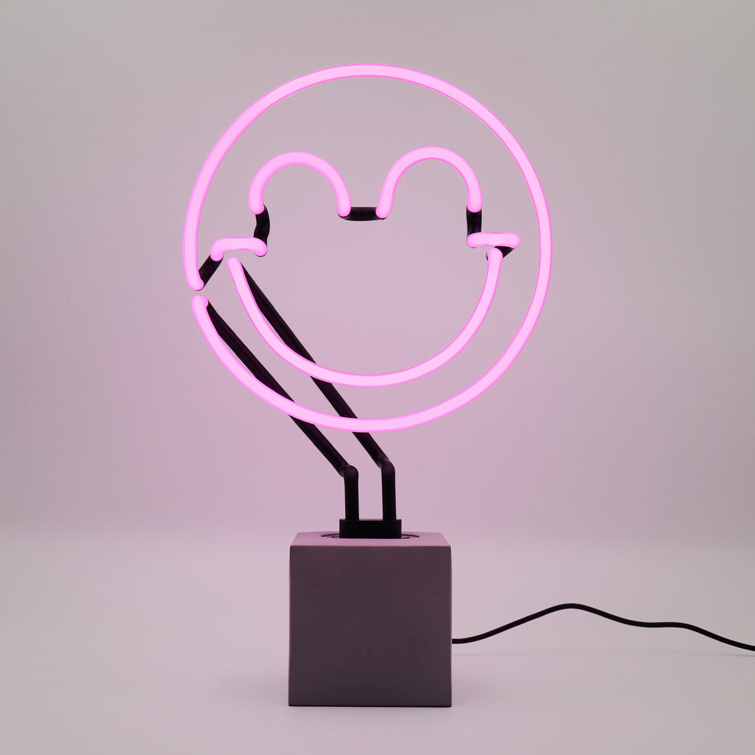 Happy Pink: S.W.Smiley Concrete Base Glass Neon