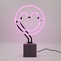 Happy Pink: S.W.Smiley Concrete Base Glass Neon