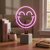 Happy Pink: S.W.Smiley Concrete Base Glass Neon