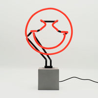 Giggle Red: SW Smiley Concrete Base Glass Neon