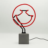 Giggle Red: SW Smiley Concrete Base Glass Neon