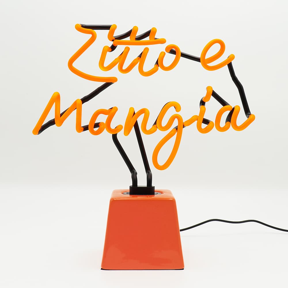 Zitto e mangia: Ceramic Base Glass Neon