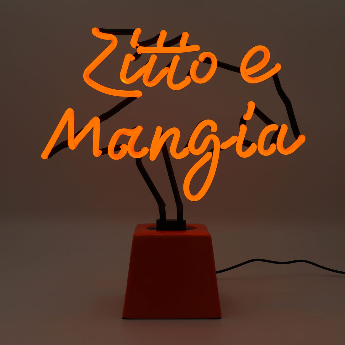 Zitto e mangia: Ceramic Base Glass Neon