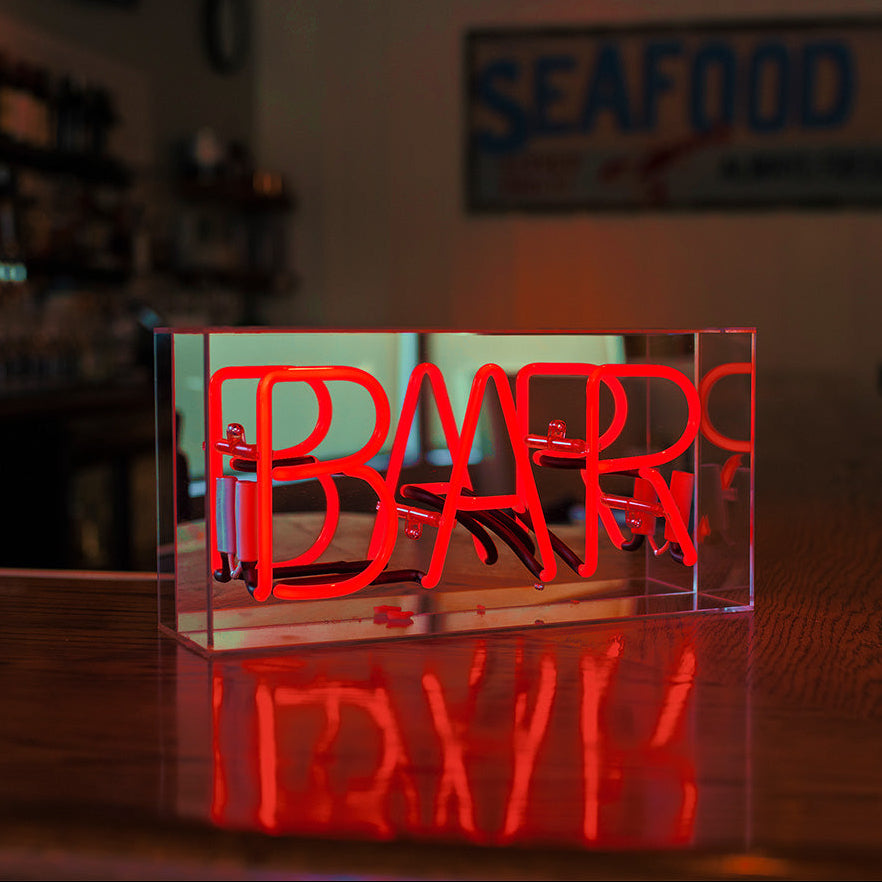 Bar' Glas-Neonschild - ROT