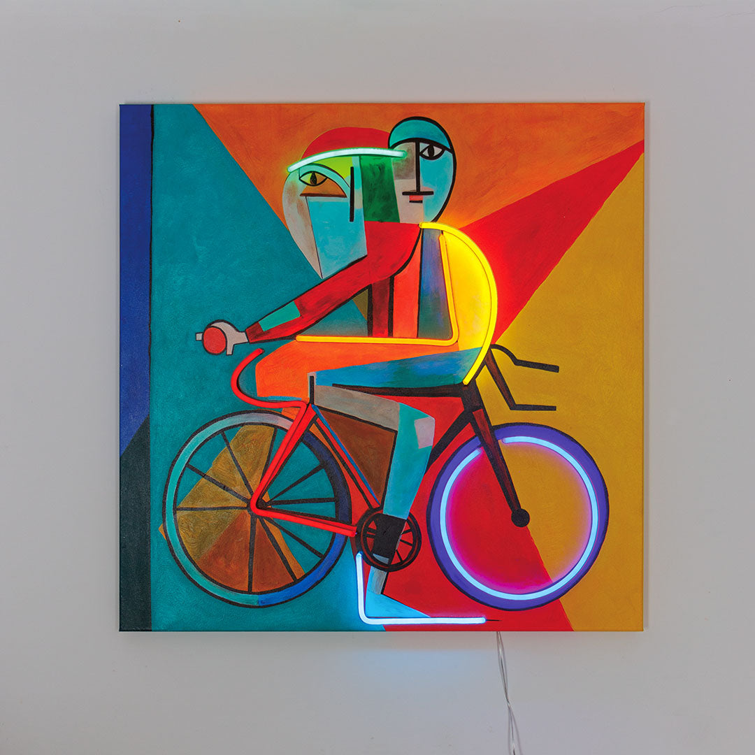 Ciclista abstracto - Pintura mural (LED Neón)