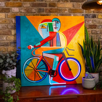 Ciclista astratto - Pittura murale (LED Neon)