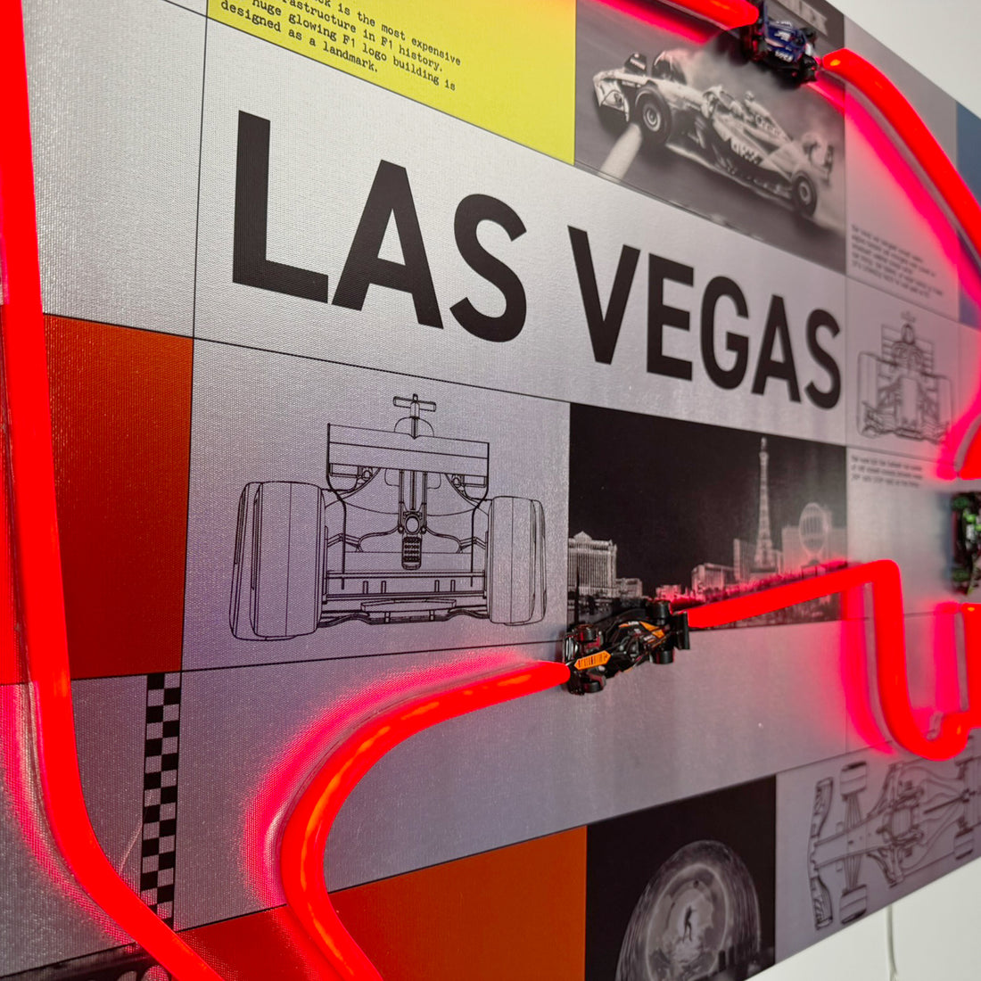 Race Track Las Vegas: LED Neon Silver Canvas