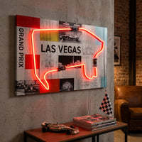 Race Track Las Vegas: LED Neon Silver Canvas