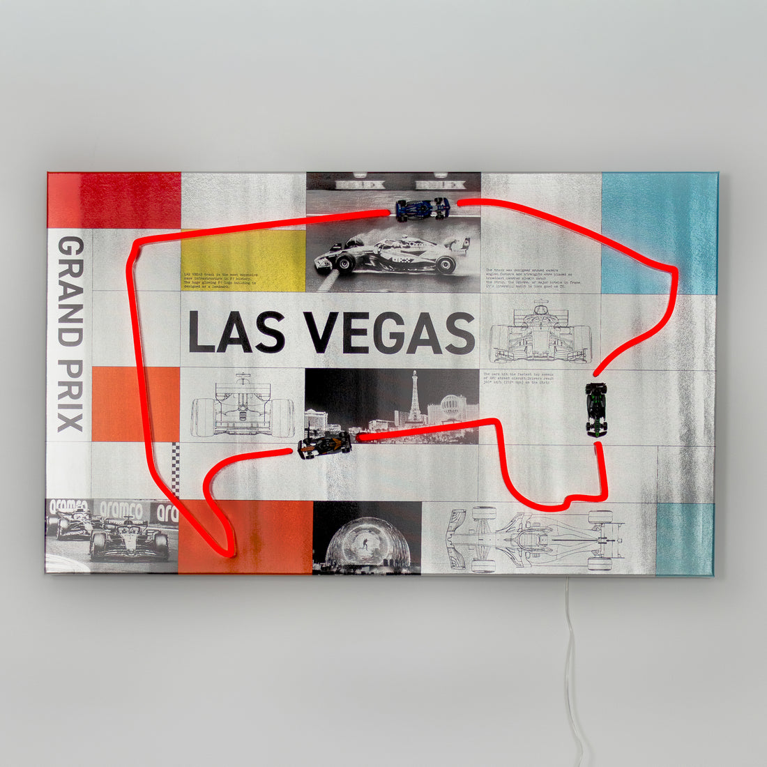 Race Track Las Vegas: LED Neon Silver Canvas