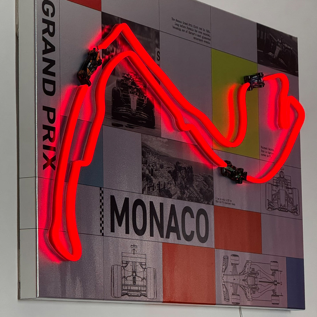 Race Track  Monaco: LED Neon Silver Canvas