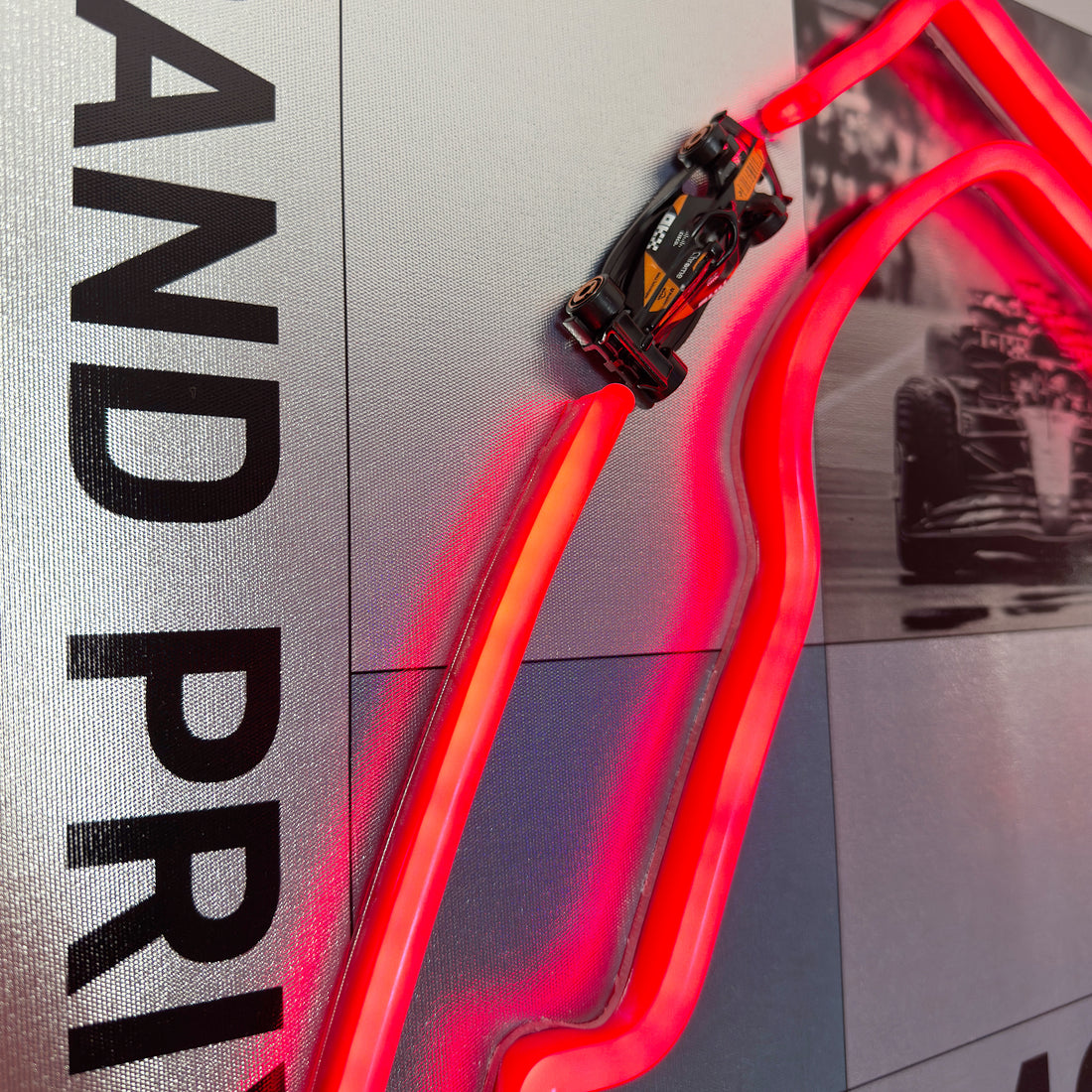 Race Track  Monaco: LED Neon Silver Canvas