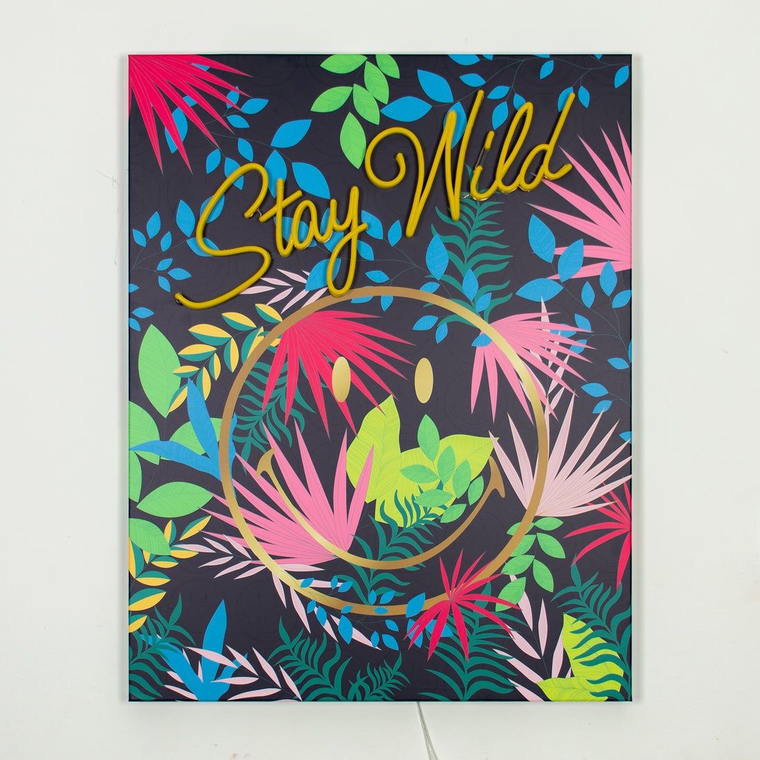 Stay Wild Dark: The Original Smiley LED Neon Canvas