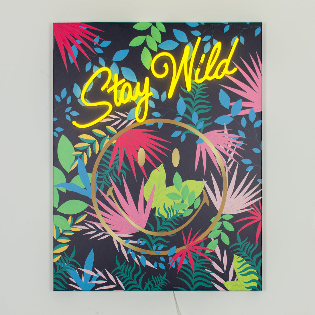 Stay Wild Dark: The Original Smiley LED Neon Canvas