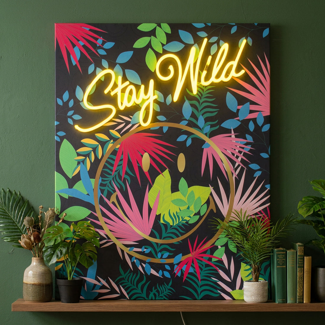 Stay Wild Dark: The Original Smiley LED Neon Canvas