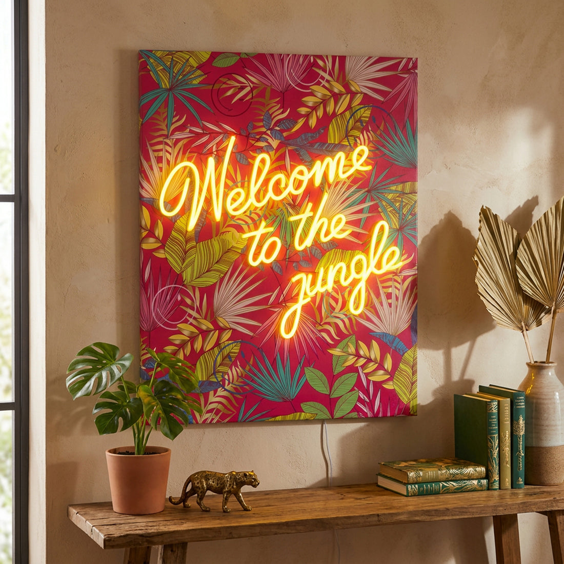 Welcome to the jungle Pink: The Original Smiley LED Neon Canvas