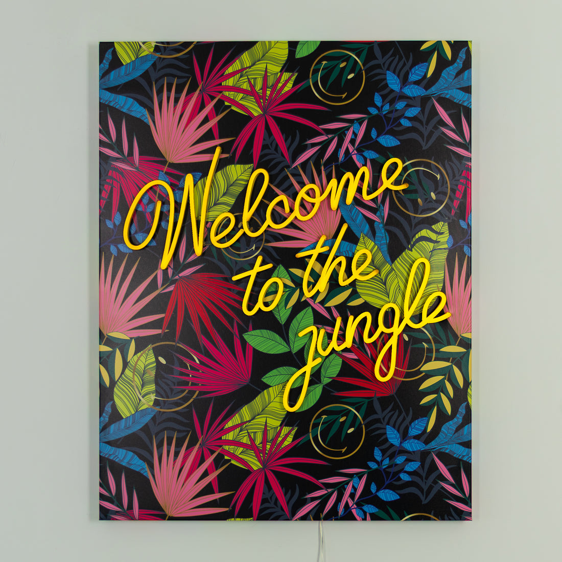 Welcome to the jungle Black: The Original Smiley LED Neon Canvas