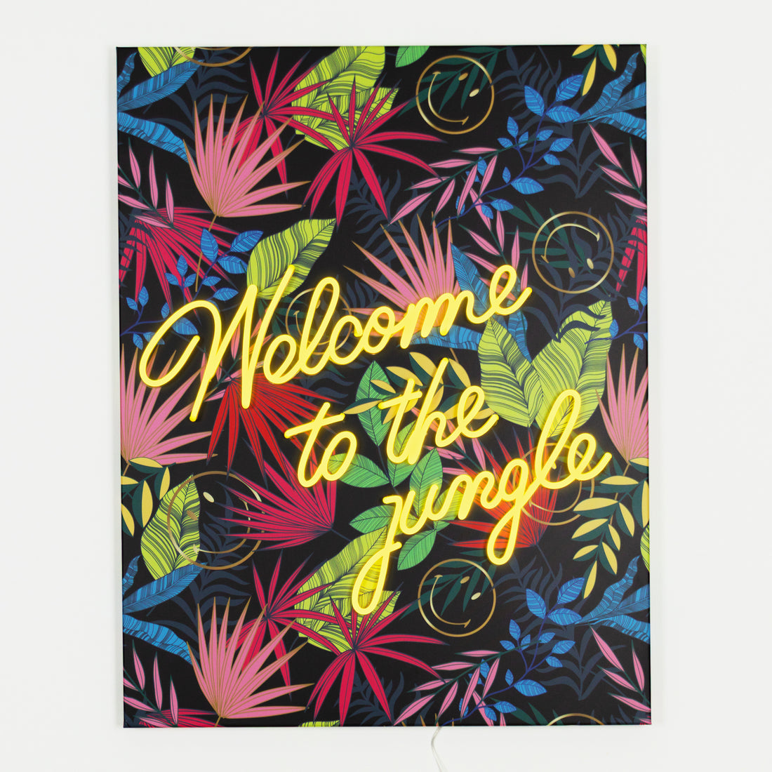 Welcome to the jungle Black: The Original Smiley LED Neon Canvas