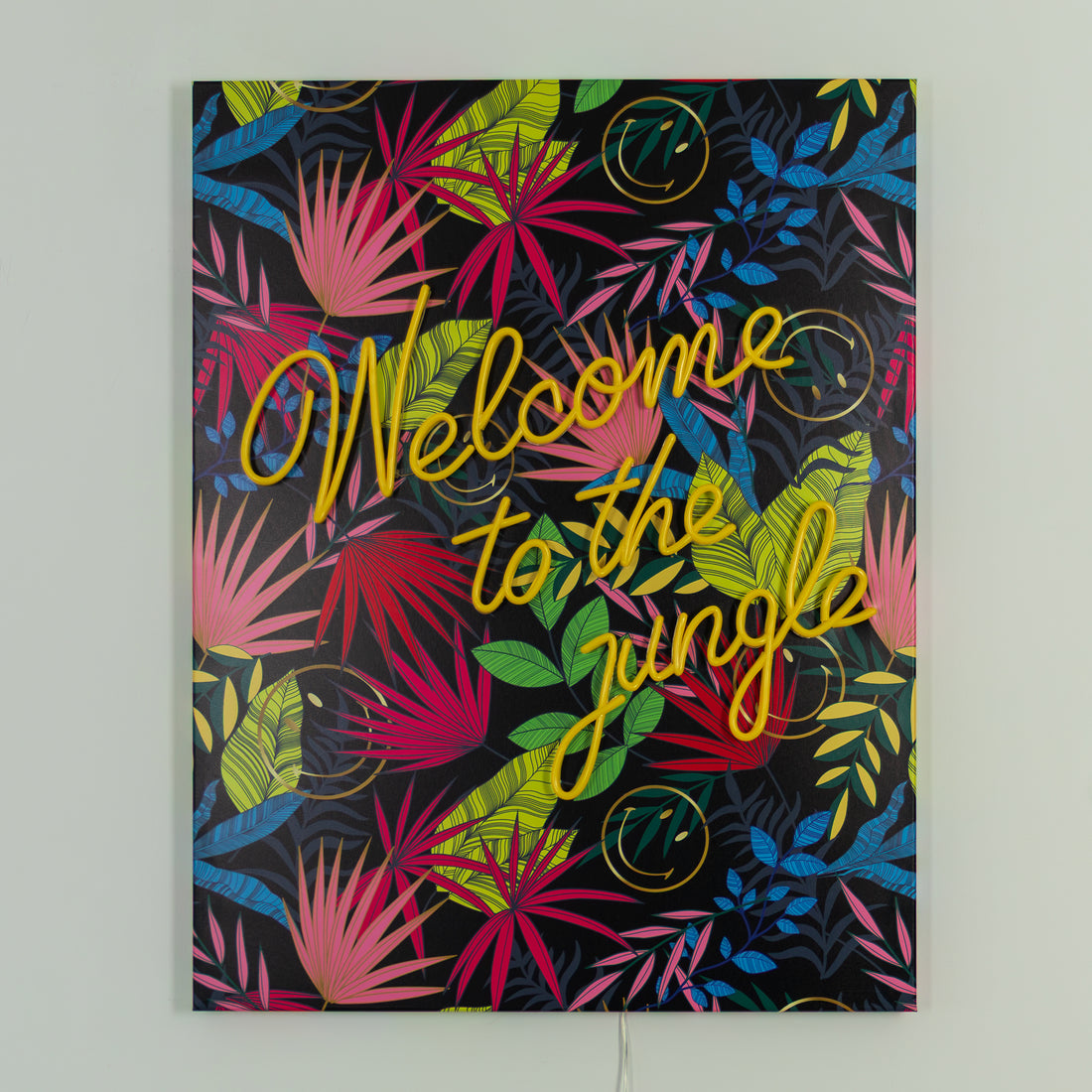 Welcome to the jungle Black: The Original Smiley LED Neon Canvas
