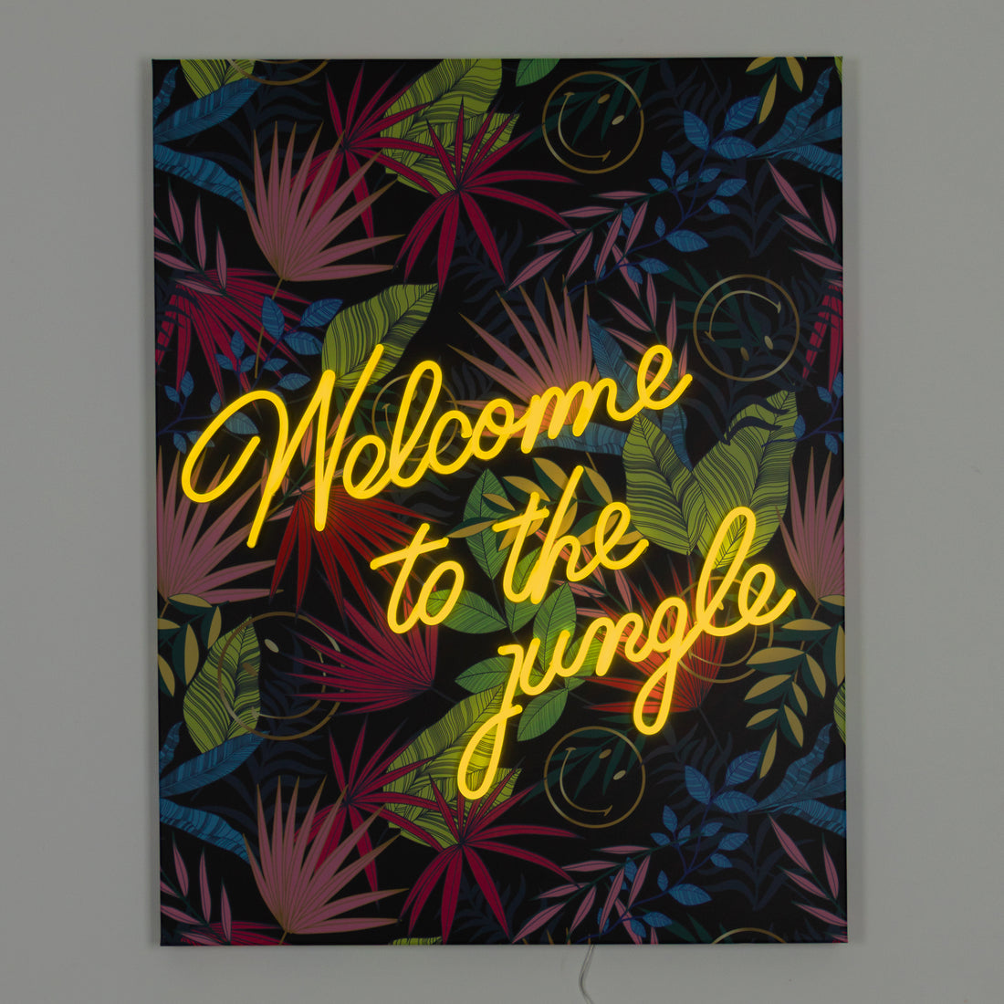 Welcome to the jungle Black: The Original Smiley LED Neon Canvas