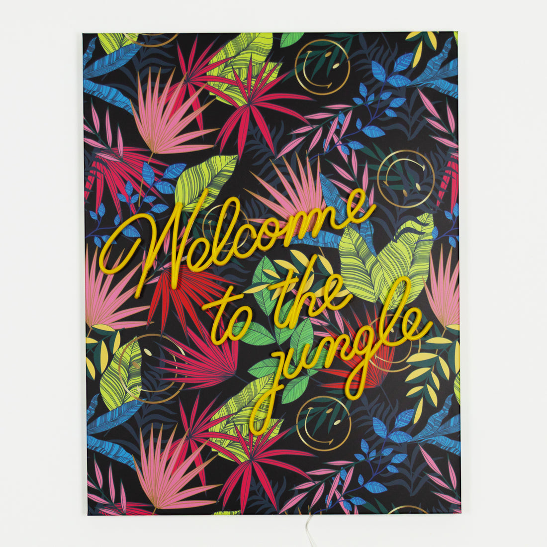 Welcome to the jungle Black: The Original Smiley LED Neon Canvas
