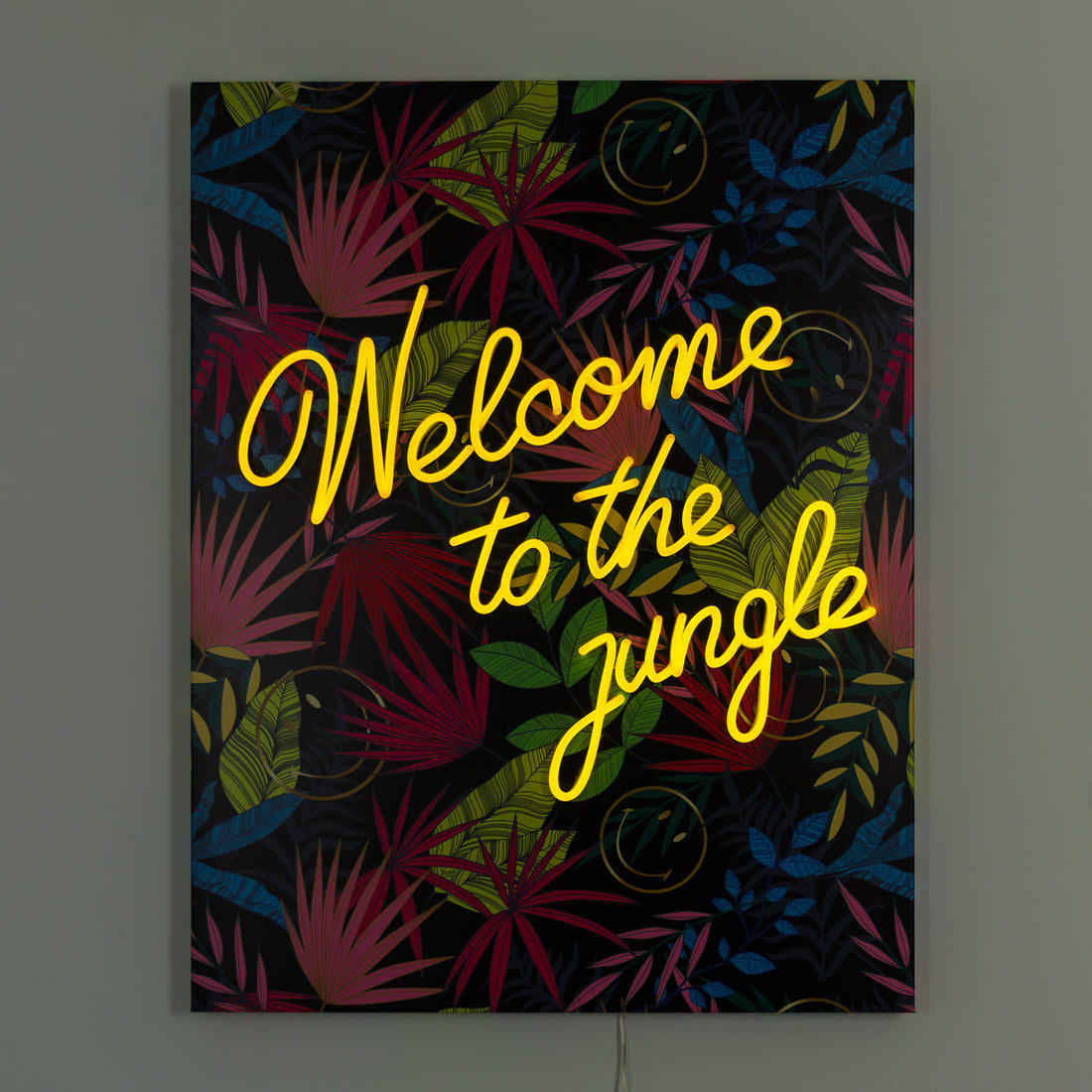 Welcome to the jungle Black: The Original Smiley LED Neon Canvas