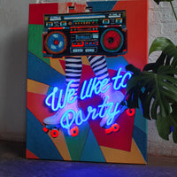 Obra de arte mural "We Like to Party" con LED de neón - ESTÁNDAR