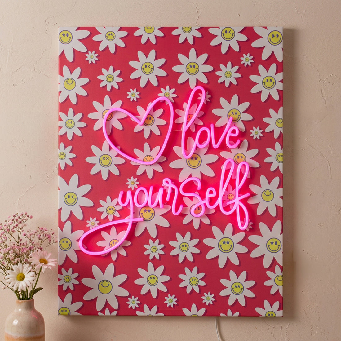 Love Yourself: S.W.Smiley LED Neon Canvas