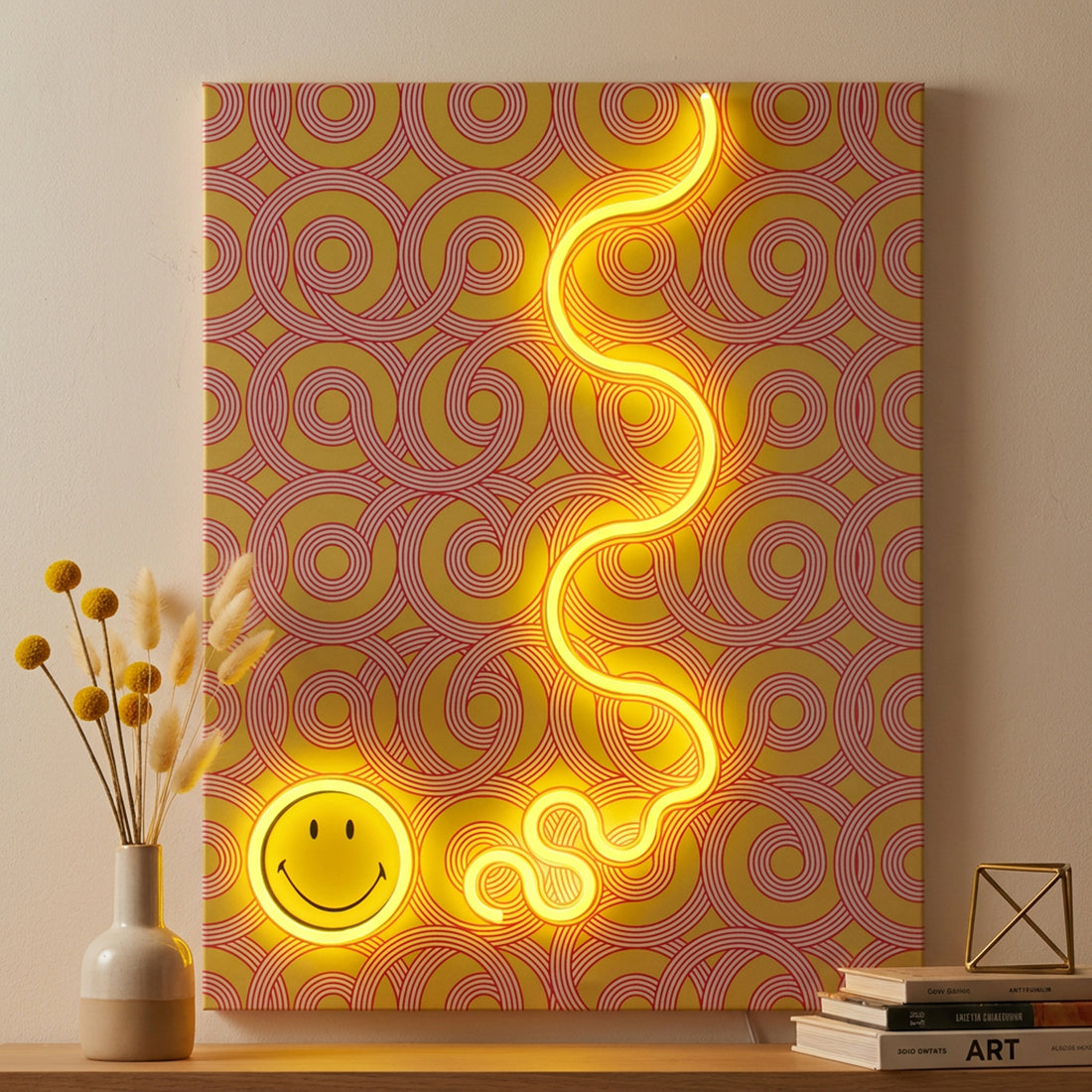 Tangled Smile: The Original Smiley LED Neon Canvas