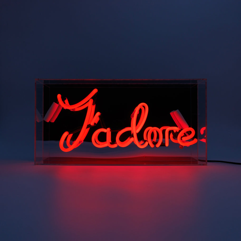 Insegna al neon in vetro "J'adore