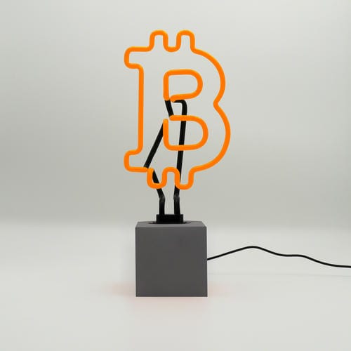 Concrete Base Glass Neon "Bitcoin"