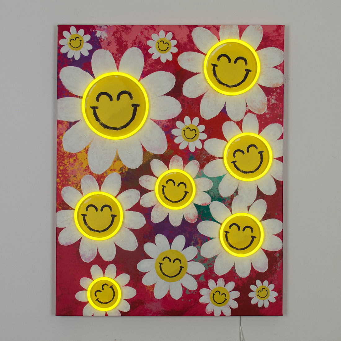 Happy Flowers: SW Smiley LED Neon Canvas