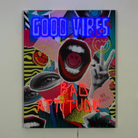 Good Vibes Bad Attitude: SW Smiley LED Neon Canvas