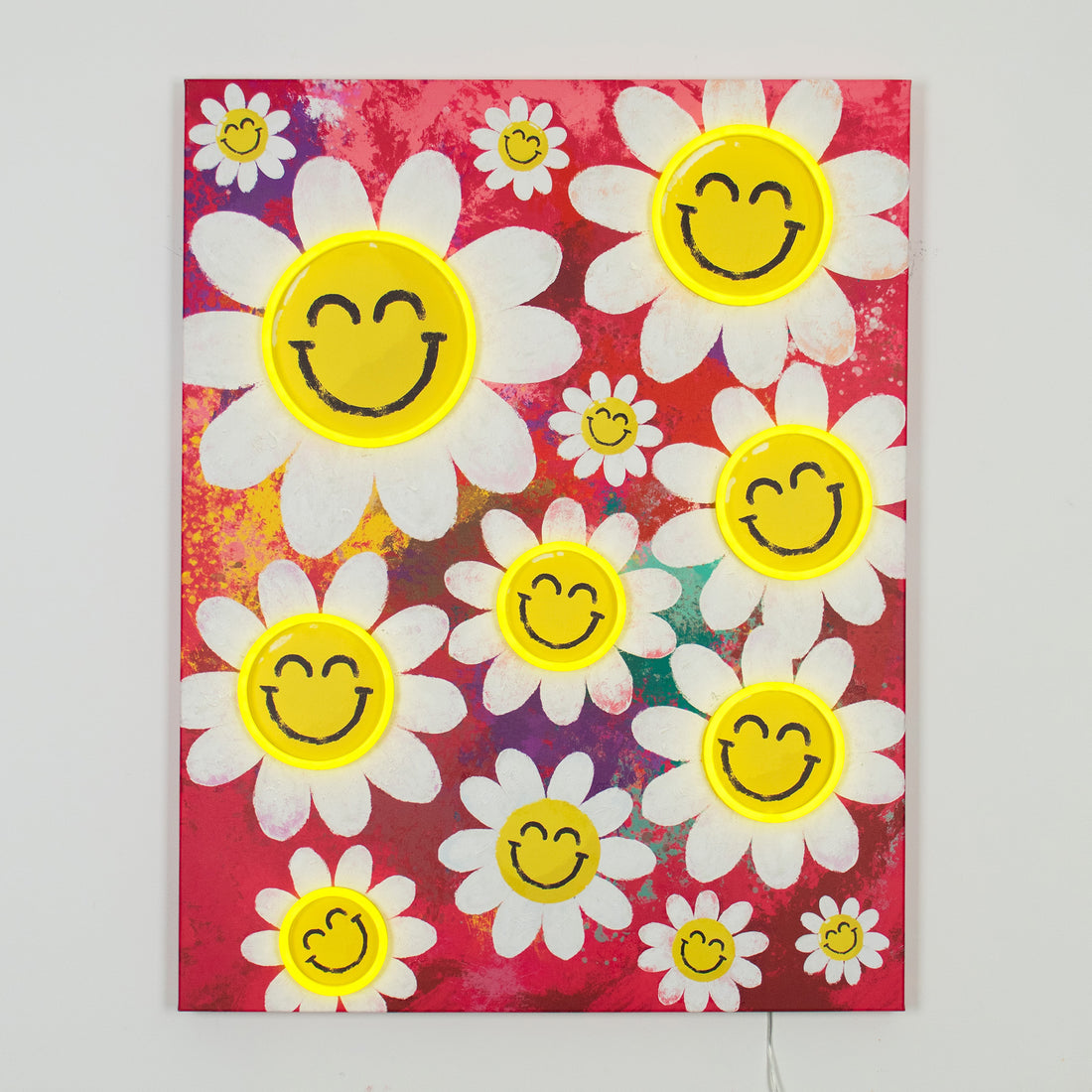 Happy Flowers: SW Smiley LED Neon Canvas