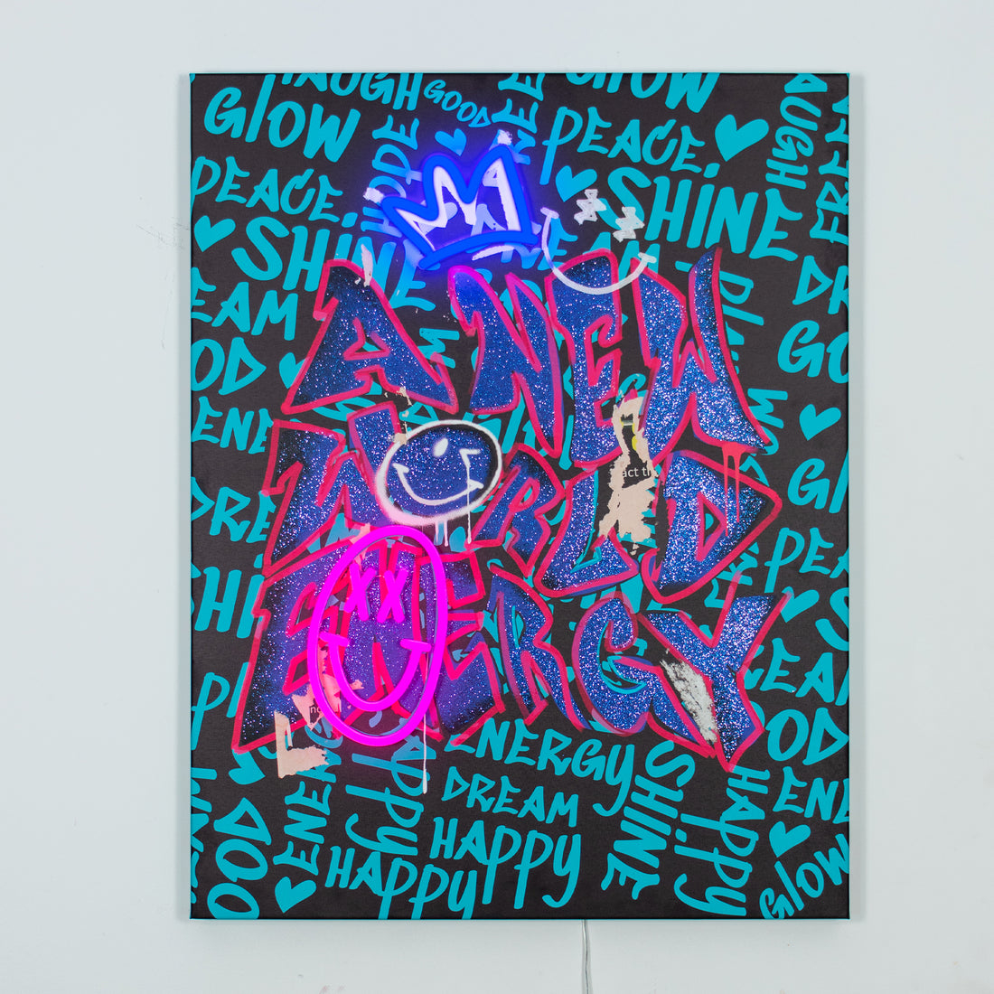 New World Energy Black: SW Smiley LED Neon Canvas