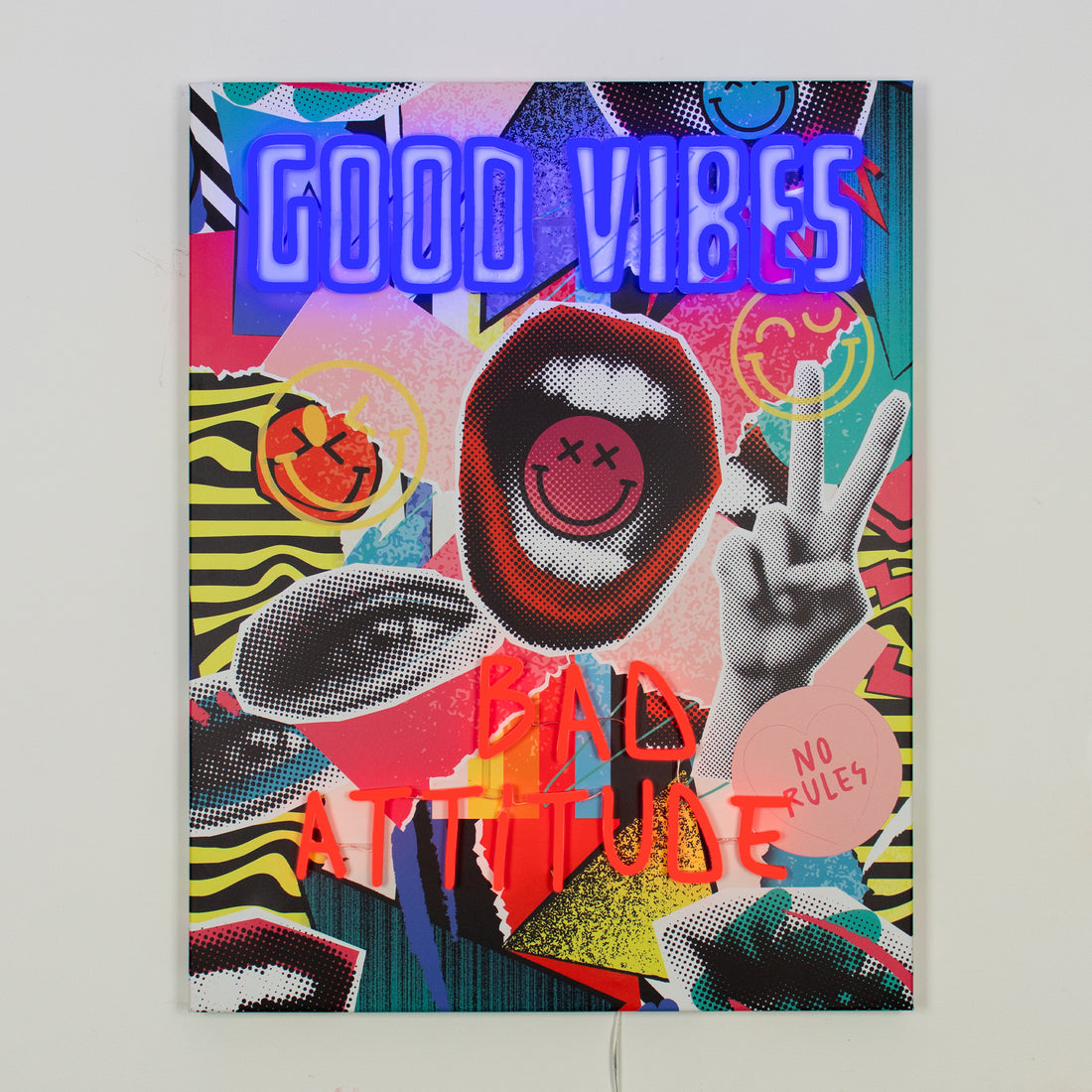 Good Vibes Bad Attitude: SW Smiley LED Neon Canvas