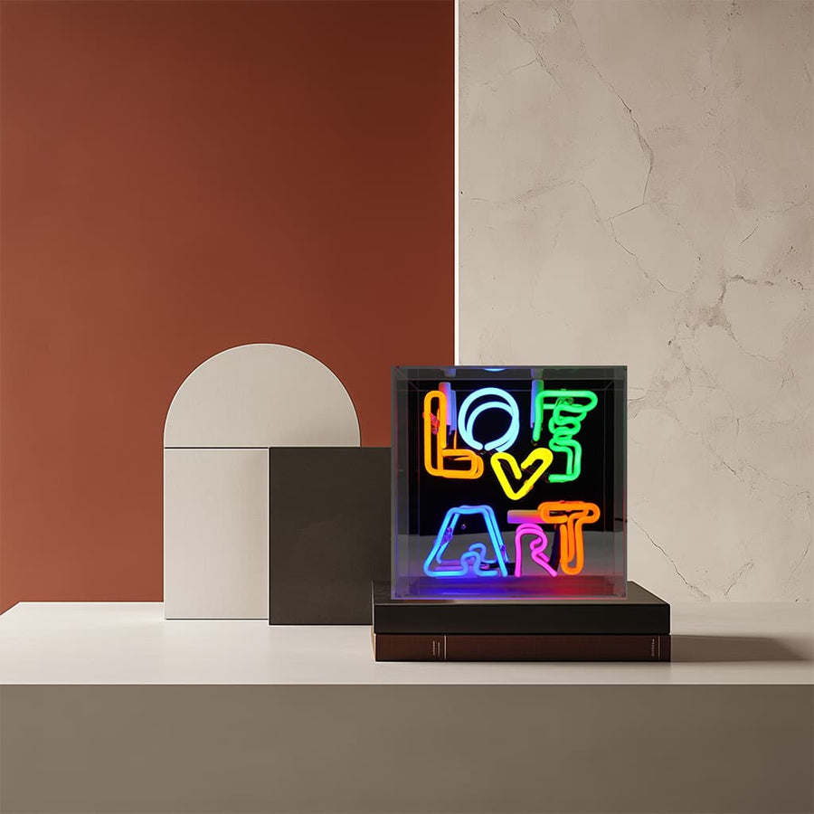 'Love Art' Glass Neon Box Sign