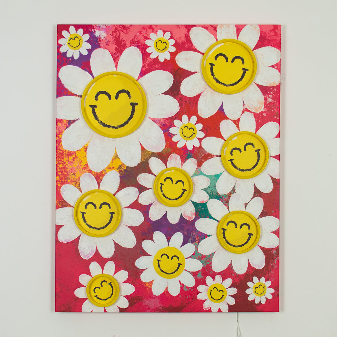 Happy Flowers: SW Smiley LED Neon Canvas