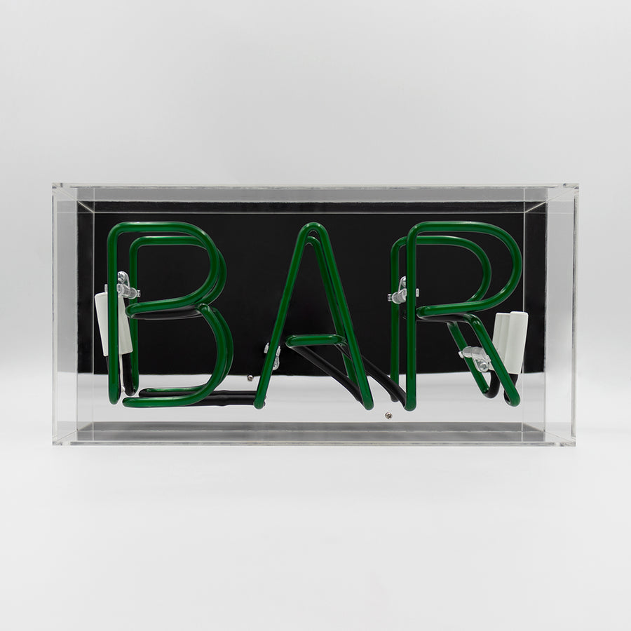 Enseigne néon en verre 'Bar' - VERT