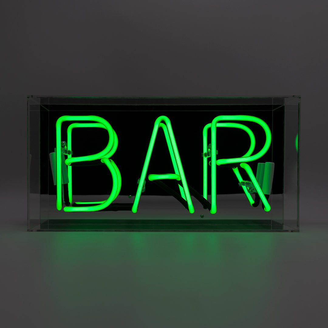 Bar' Glas-Neonschild - GRÜN