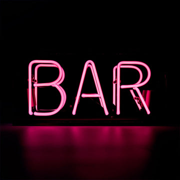 Insegna al neon in vetro 'Bar' - ROSA