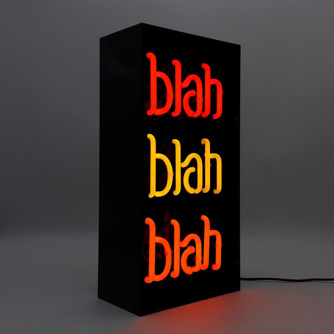 'Blah Blah Blah' Glass Neon Sign - Black Acrylic