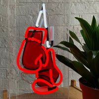 Enseigne en verre à néon  'Gants de boxe'.